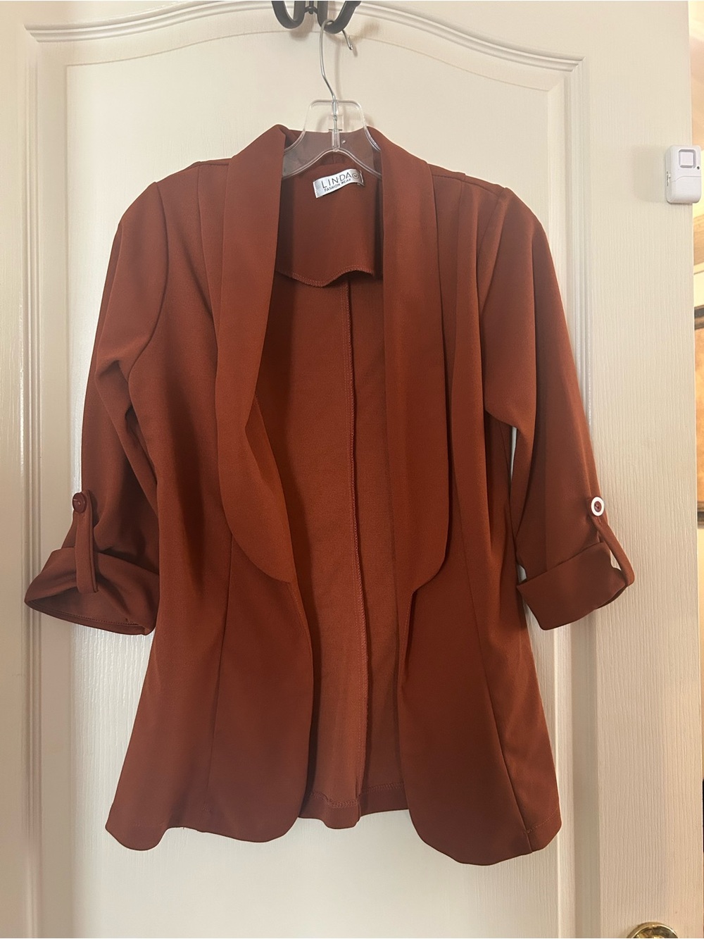 Linda Rust Open-Front Draped Blazer - Picture 2 of 6